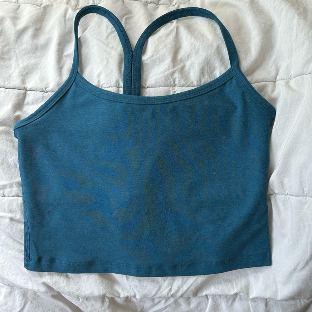 Beyond Yoga Spacedye Slim Racerback Cropped Tank Sz S Majestic Blue Heather